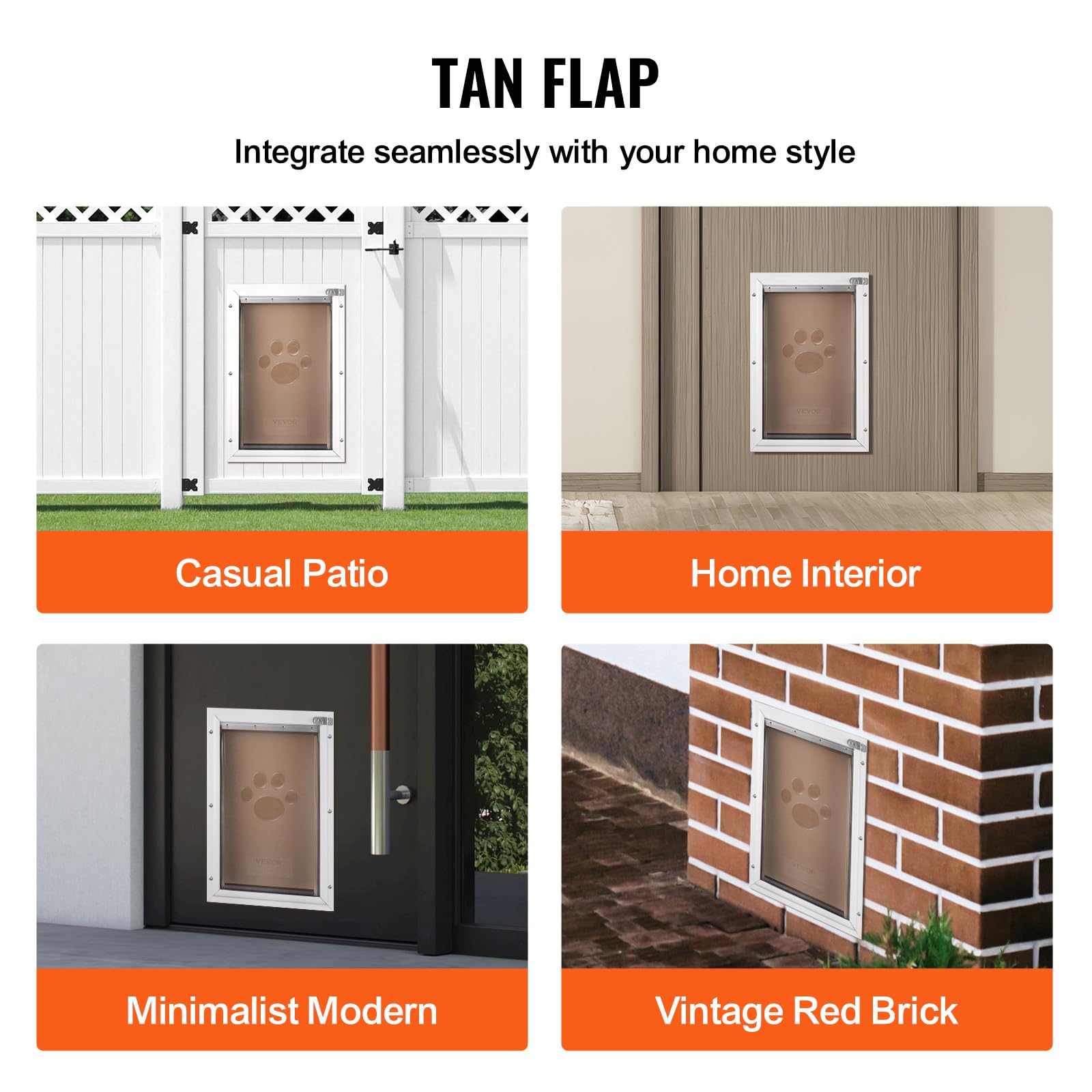 VEVOR Sportello di Ricambio per Porta per Animali Domestici, Compatibile con Porte per Dimensioni 260 x 412 mm, Sportello per Porta Ricambio Ispessito Resistente Intemperie con Striscia Magnetica L