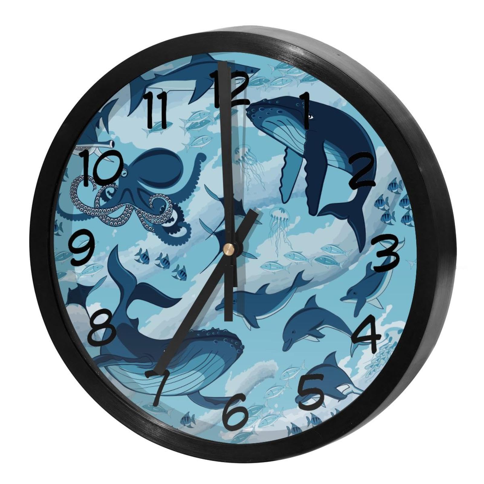 Horloge murale à piles poulpe pour décoration intérieure de maison et bureau