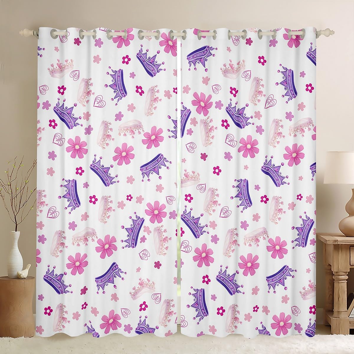 Manfei Cute Strawberry Blackout Curtain Kawaii Fruits Window Drapes, Red Strawberries Print Window Treatments, Kids Girls Teens Room Decor, Grommet Top 2 Panel Set Bedroom Curtains, 42Wx84L inch