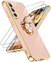 Vista 85 de LeYi para Funda de Teléfono Samsung Galaxy A13-5G: Protector de Pantalla de Vidrio Templado, Soporte Magnético Giratório de Anillo 360°, Borde Negro