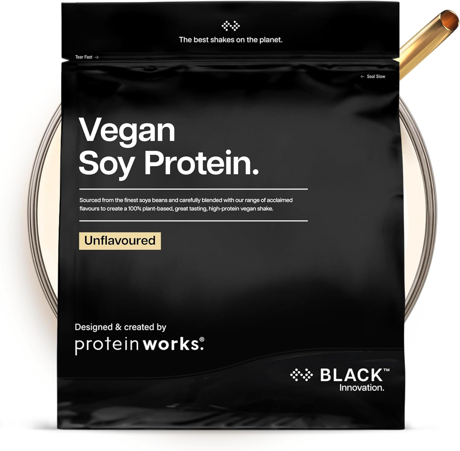 Protein Works | Vegan Soy Protein – Black Innovation, Premium Soy Protein Isolate, Low Fat, No Added Sugar, 27g Protein, 100% Plant-Based Nutrition, Unflavoured, 33 Servings, 1kg
