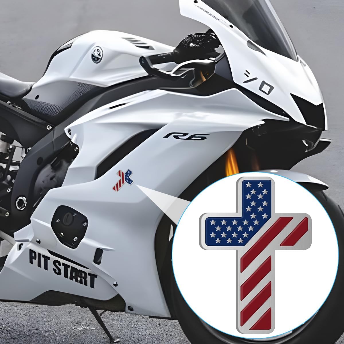 Osilly Cross Christian Car Emblem, USA Flag Zinc Alloy Vehicle Badge with 3M Adhesive, Patriotic Religious Automotive Bumper Window Door Decal Accessories, Universal for SUV, Sedan, Truck (Multicolor)