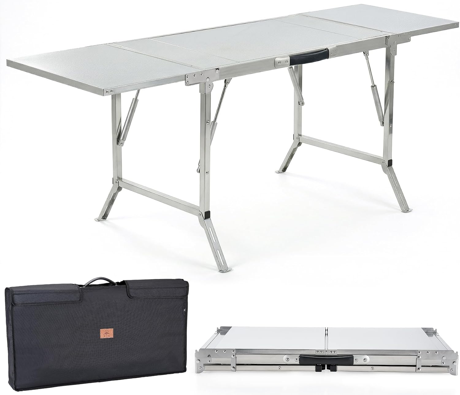 Folding IGT Camping Table, Portable Outdoor IGT Cook System, Stainless Steel Camp Table with Carry Bag for Car Camping Picnic RV Trip Patio Backyard BBQ