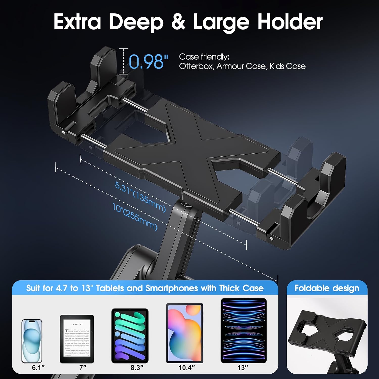 Cup Holder Tablet Mount, Ipad Cup Holder Car Mount Expander [2026 Upgraded] with 22" Height Adjustable Arm for Tablet iPhone 3-13in iPad Pro Air Mini, Fire, iPhone 15, Galaxy S24 Z Fold 5