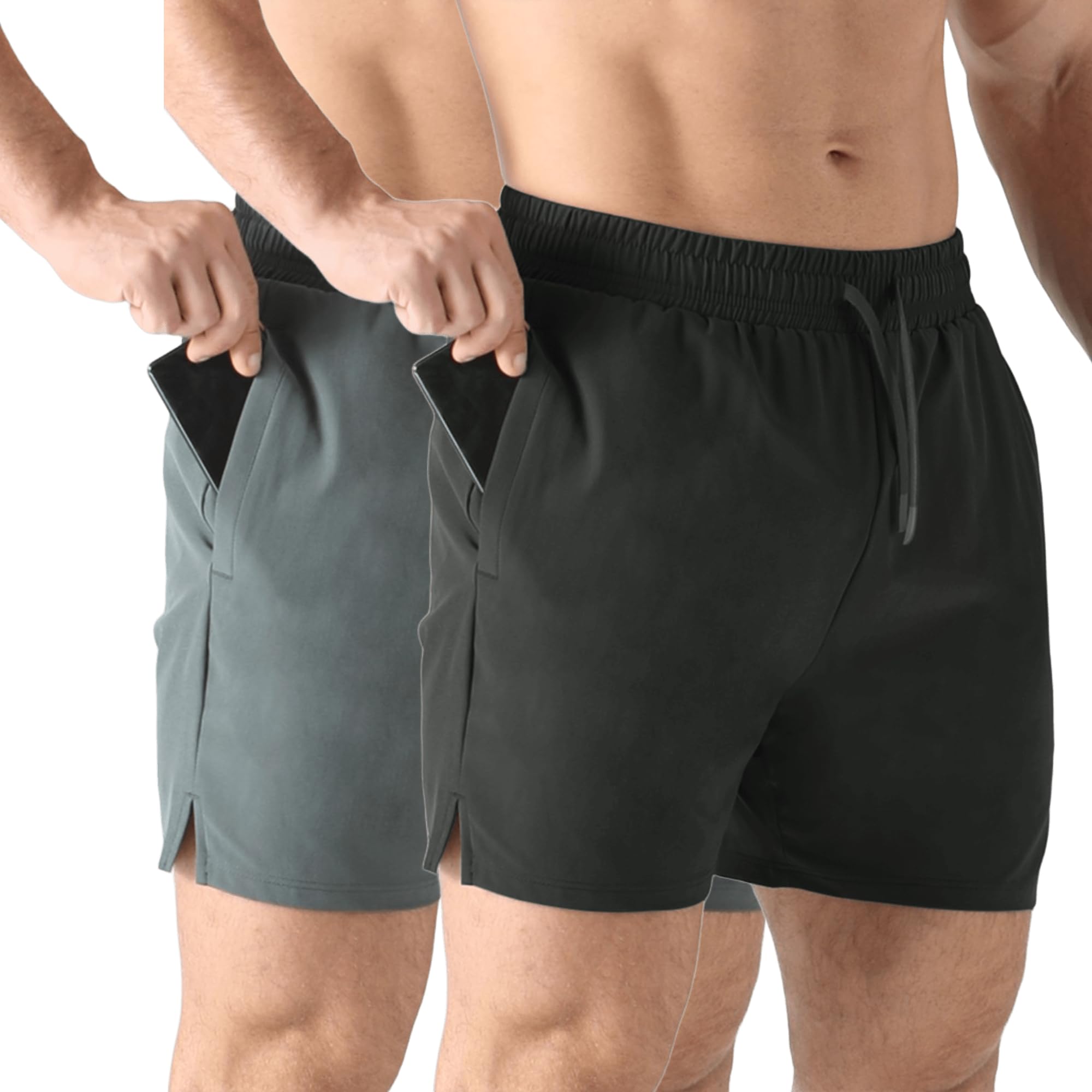 Jupmov Leichte Jogginghose Sport Shorts Herren Kurz 5 Inch mit Verdecktem Reißverschluss Tasche Trainingshose Short Hose