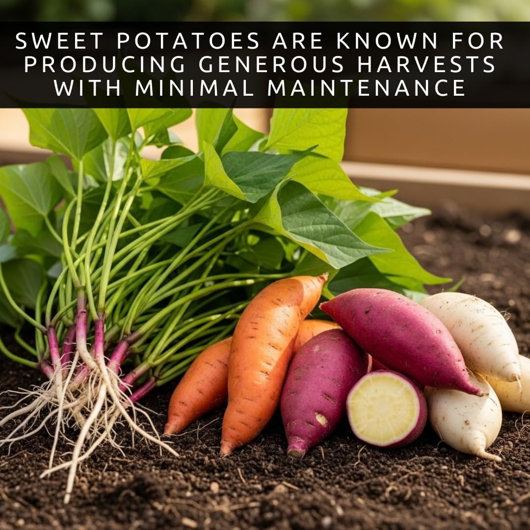 Garden Mix Sweet Potato Slips for Planting – 3 Slips of Each Variety Pack (Purple, White & Orange) – 9 Total Slips – Non-GMO Edible Garden Starts - Beauregard, Japanese Purple & White Sweet Potato