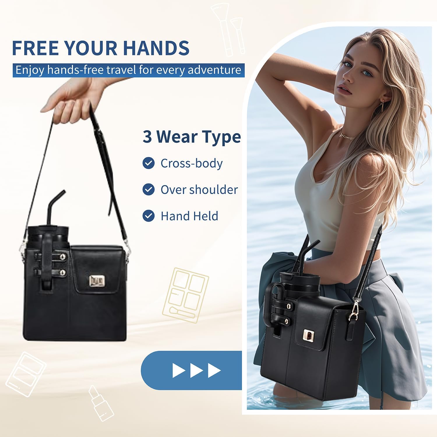 Stanley Purse Stanley Cup Bag with Strap Outdoor Portable Crossbody Water Cup, stanley cup bag with strap.