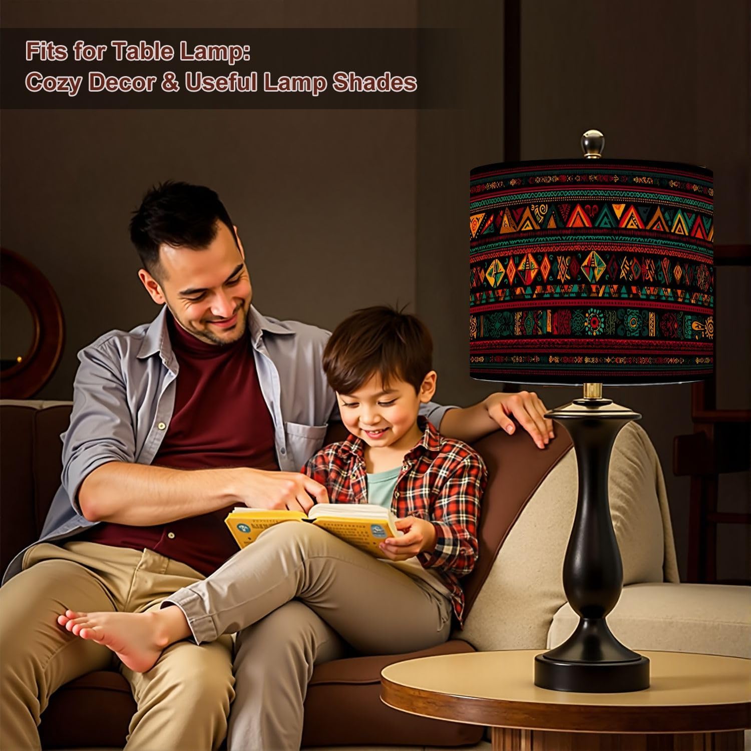 Lampshades Lamp Shades Boho 1 Pack Native American Indian Ornament Geometric Ethnic Textile Diamond Light Shade for Table Lamps Floor Lamps Drum Lamp Shades Lampshade Replacement