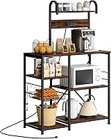 Vista 1 de JAMFLY Estante para hornear de cocina de 35.4 pulgadas con toma de corriente, mesa de café y soporte para microondas, estante de almacenamiento