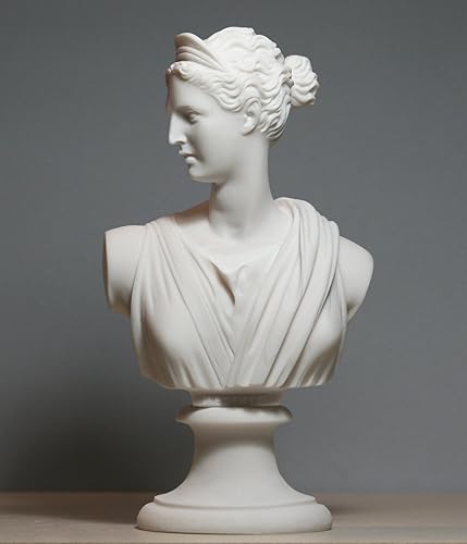 Busto griego de Artemisa Diana Diosa estatua artística escultura de alabastro 5.91 pulgadas