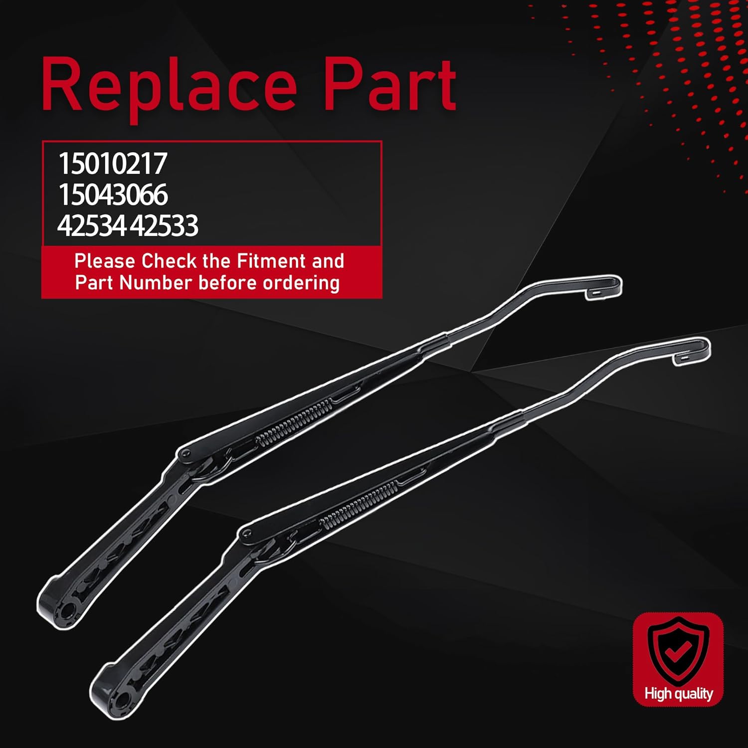 1 Pair Front Windshield Wiper Arm Kit Compatible with 1994-2005 Chevrolet Blazer LLV Postal Vehicle S10 Pickup GMC Jimmy Sonoma Oldsmobile Bravada Replaces 15010217 15043066 42534 42533