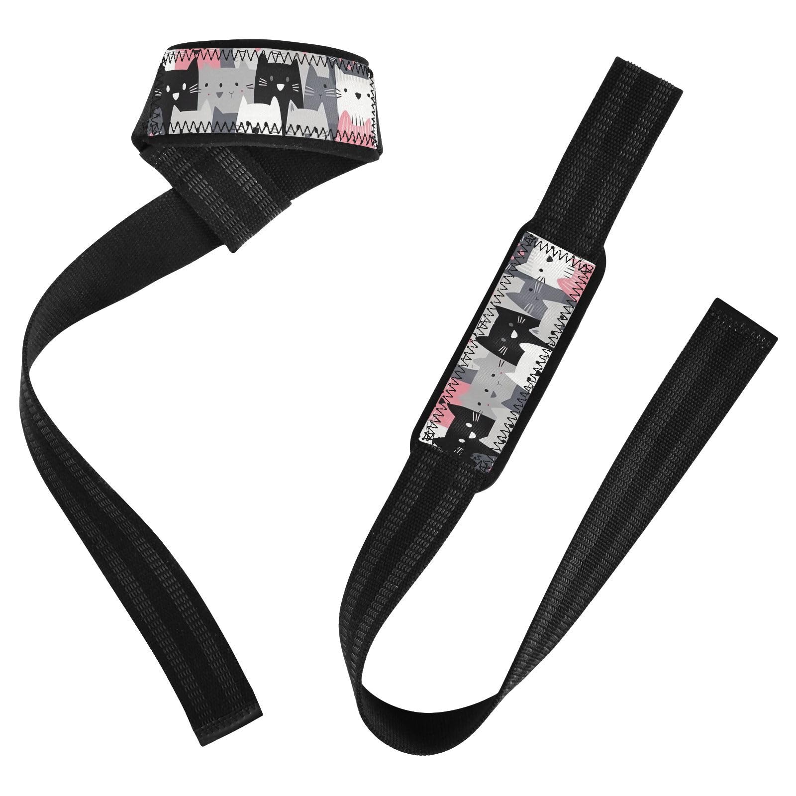 Nander Cartoon Dog and Cat Wrist Straps for Weightlifting,Lifting Straps with Neoprene Cushioned Wrist Padded and Anti-Skid Silicone for Strength Training,Bodybuilding,Deadlifting