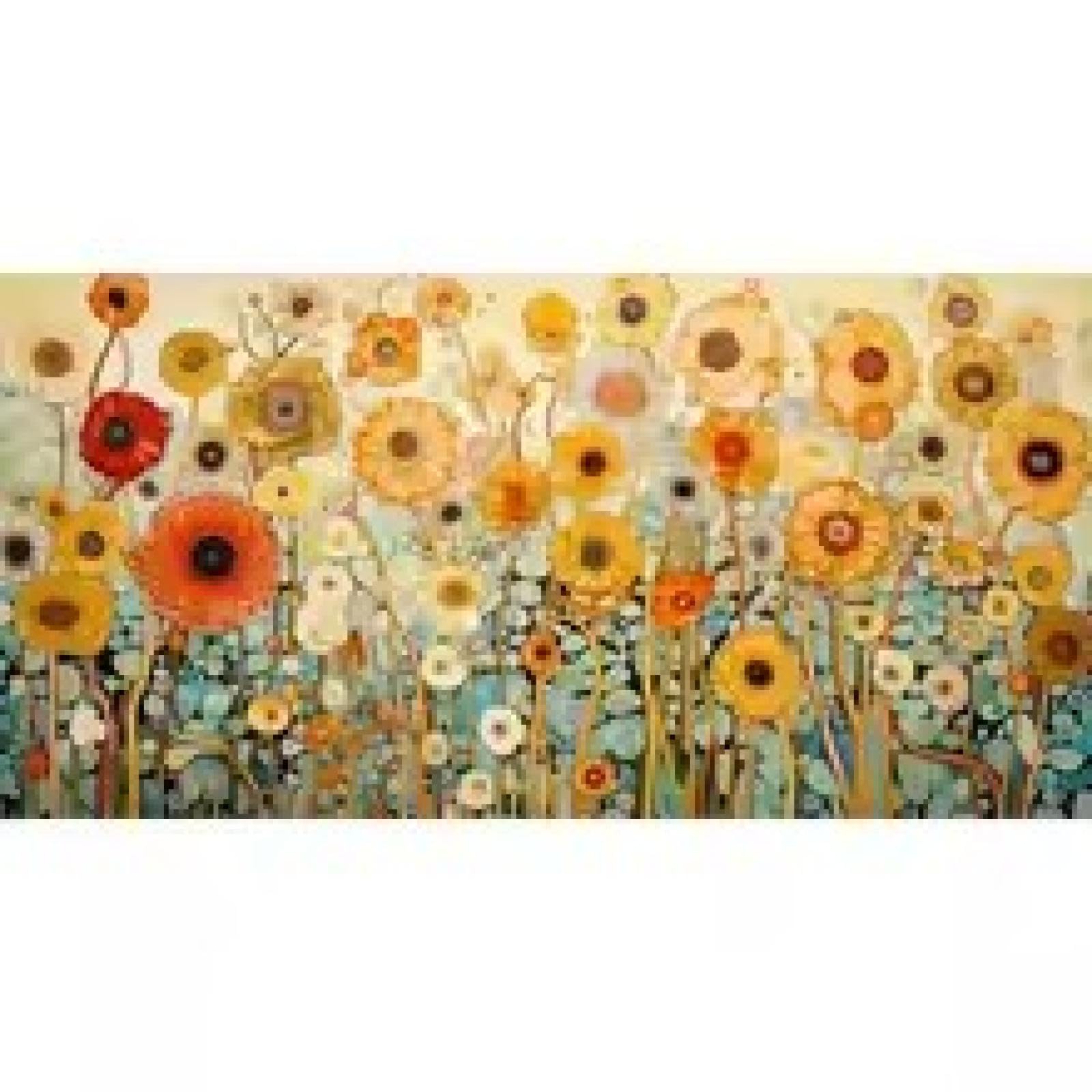 Peinture abstraite fleurs oranges pour décoration de chambre moderne sans cadre - 7