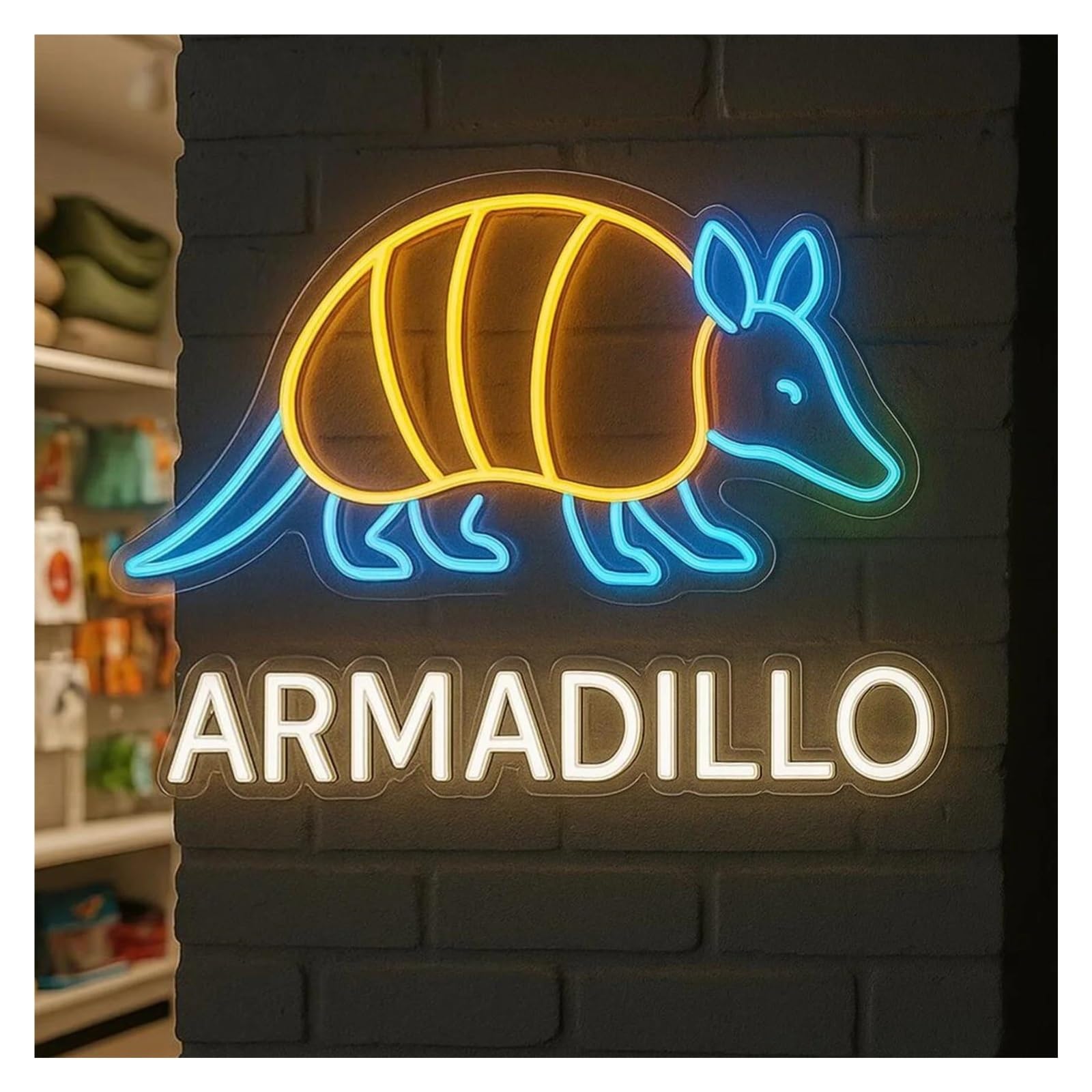 RONGCH Hanging Art Neon Signs Armadillo Neon Sign,Animal Themed Natural Science Spaces Decorative for Kids Bedroom Store Decor 45cm
