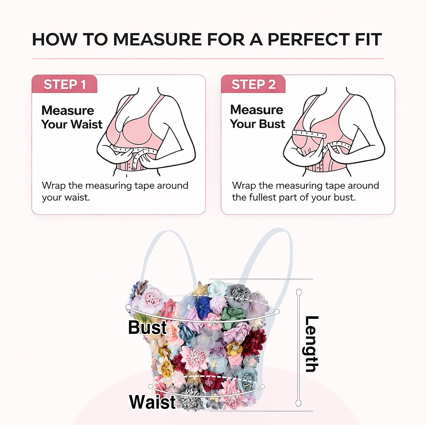 ELLACCI Women's 3D Floral Bustier Crop Top Sexy Corset Tops White