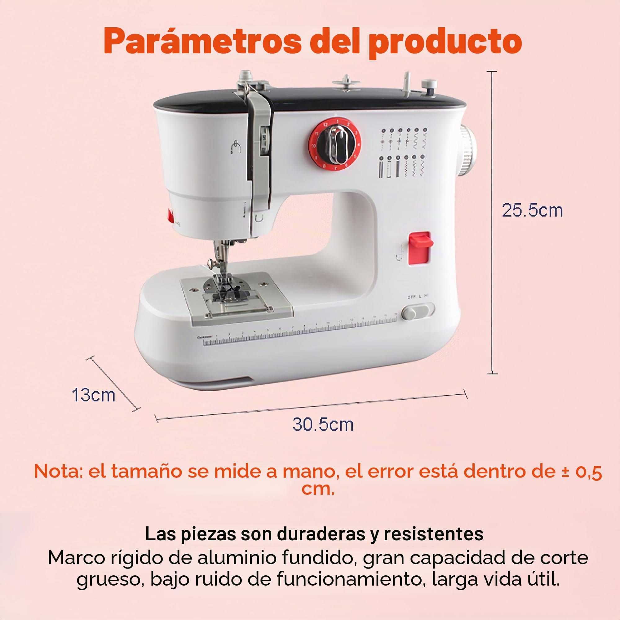 519 Máquina de Coser Eléctrica de Mano para Principiantes DIY Herramienta de Regalo, Con 12 Puntadas, Adecuada para Denim/Transparentes/Telas para el Hogar (Solo Máquina de Coser)