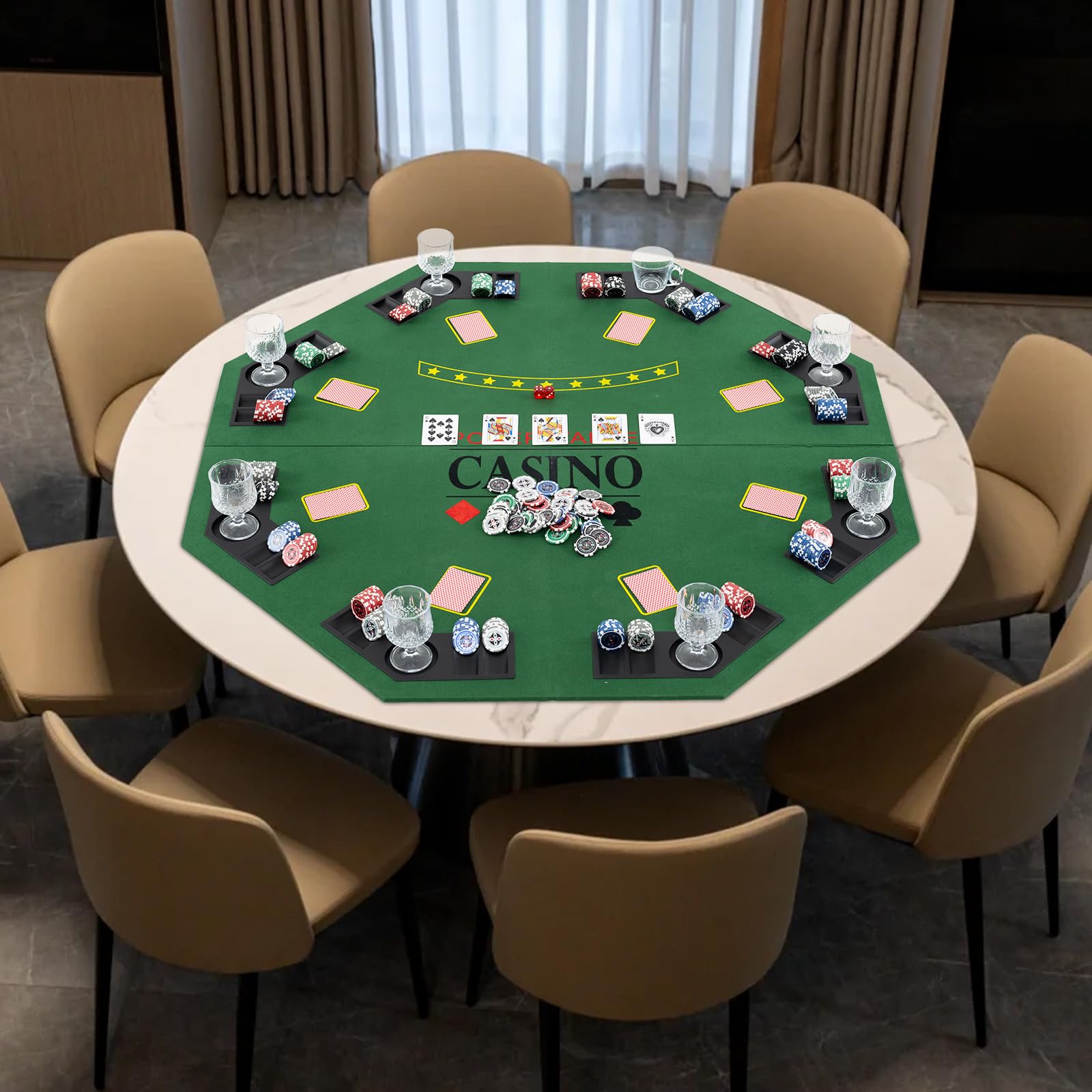 Giantex 121,9 cm tavolo da poker ottagonale top verde 8 lettore di quattro volte pieghevole da tavolo pieghevole e custodia per il trasporto, verde scuro