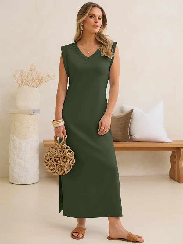 ANRABESS Women Wrinkle Free Summer Cap Sleeve Maxi Shirt Dress with Pockets by ANRABESS - Used condition - Image 7
