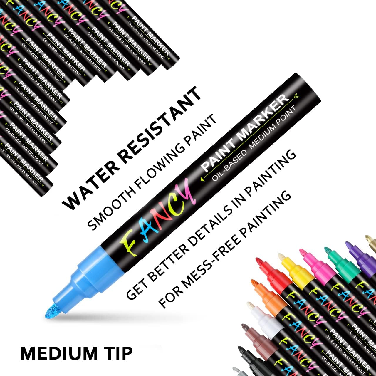 Paint Pens, Emooqi 12 Pack Paint Markers Oil-Based Painting Marker Pen Set for Rocks Painting, Christmas Decorations, Wood, Fabric, Plastic, Canvas, Glass, Mugs, Waterproof, Write On Anything : Arts, Crafts & Sewing