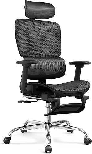 DEVAISE Ergonomic Mesh Office Desk Chair with a Footrest, Heavy