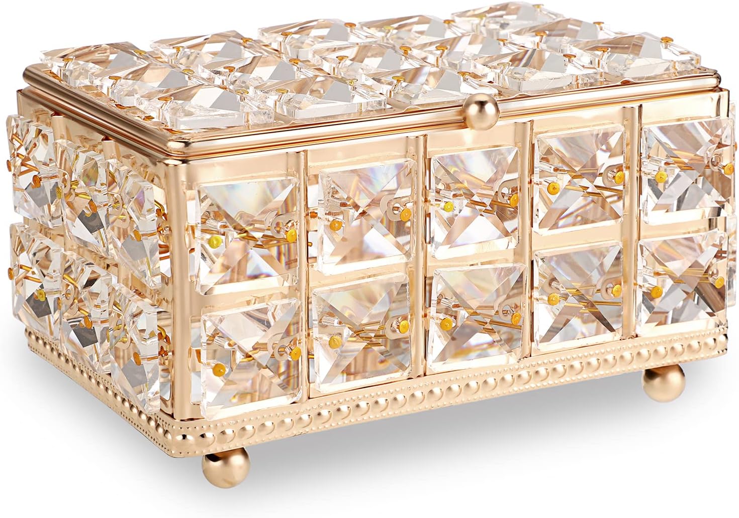 ELLDOO Crystal Jewelry Box Rectangle Trinket Organizer...