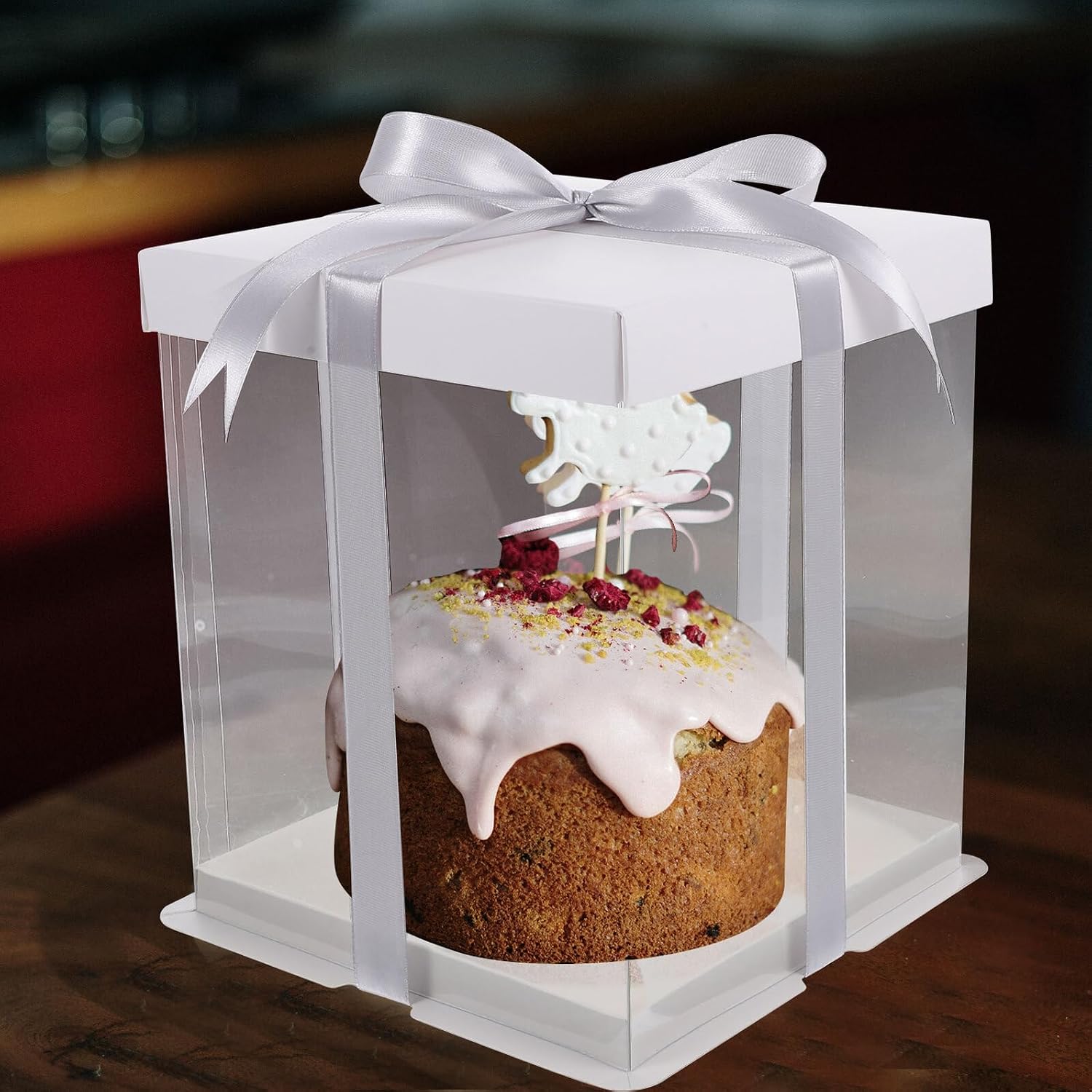 5pcs Square Cake Boxes 4-inch Small Bakery Cake Holders with Lid Portable Birthday Packing Boxes for Baking and Party Packaging