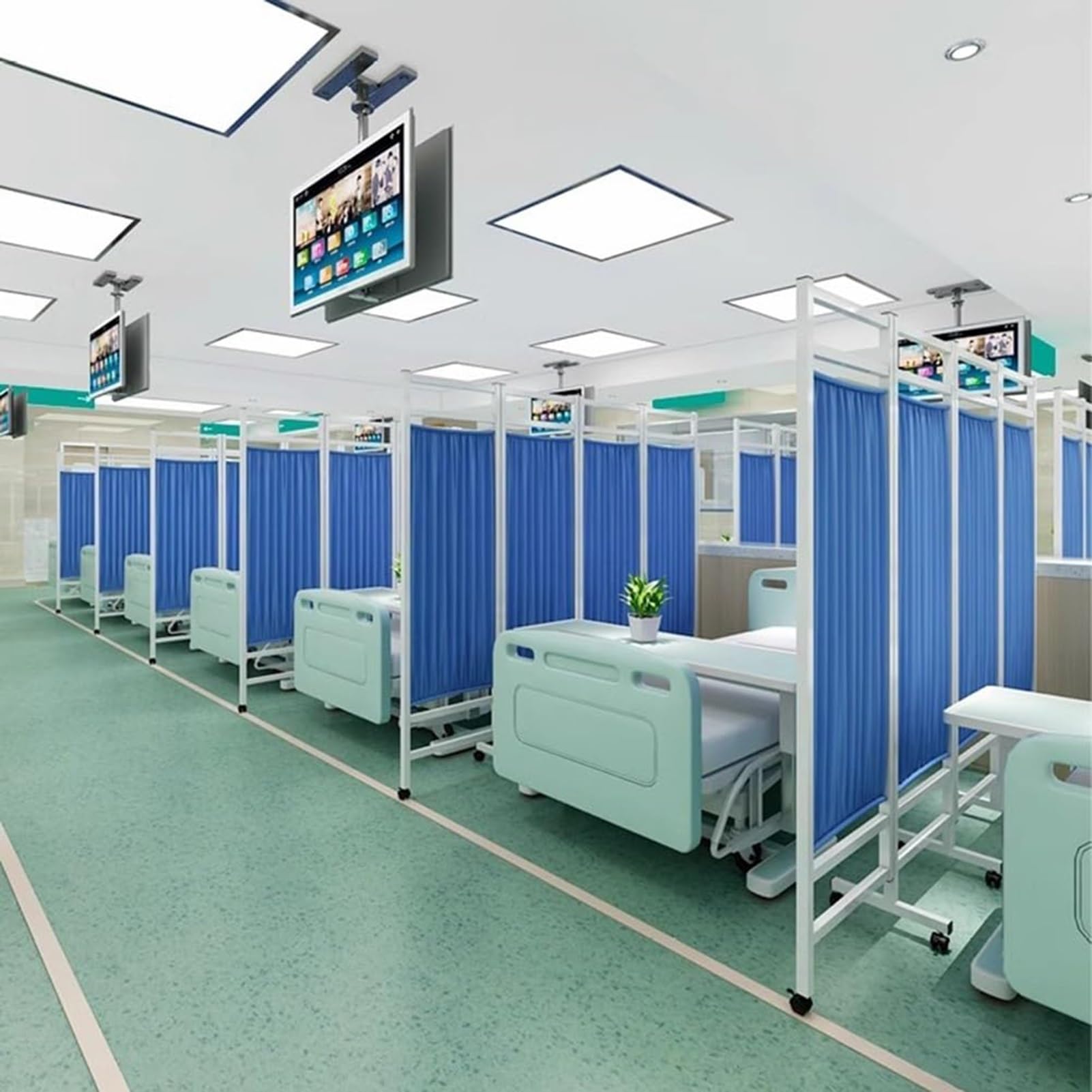 Paravento Pieghevole, divisorio Medico a 4 Pannelli con Ruote, Ideale per reparti, saloni di Bellezza, ambulatori, Porte autoportanti (Giallo)