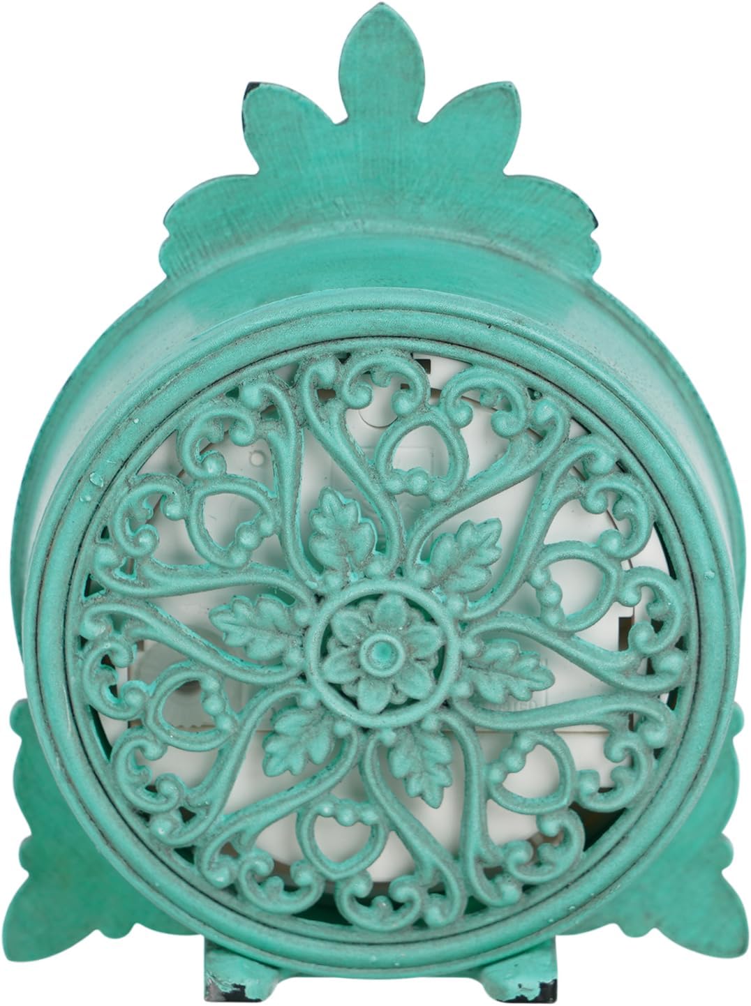 NIKKY HOME Vintage Pewter Quartz Mini Table Clock with Crystal Shining Rhinestone, 2.87 x 1.37 x 3.87 Inches, Aqua