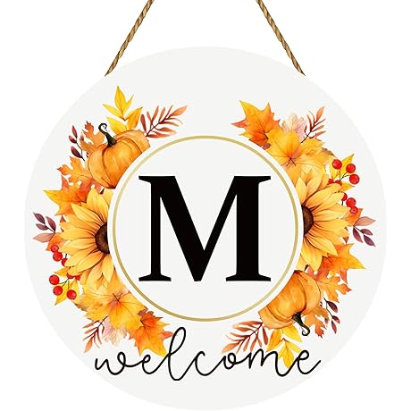 Fall Wreath Monogram Letter M Fall Door Decor