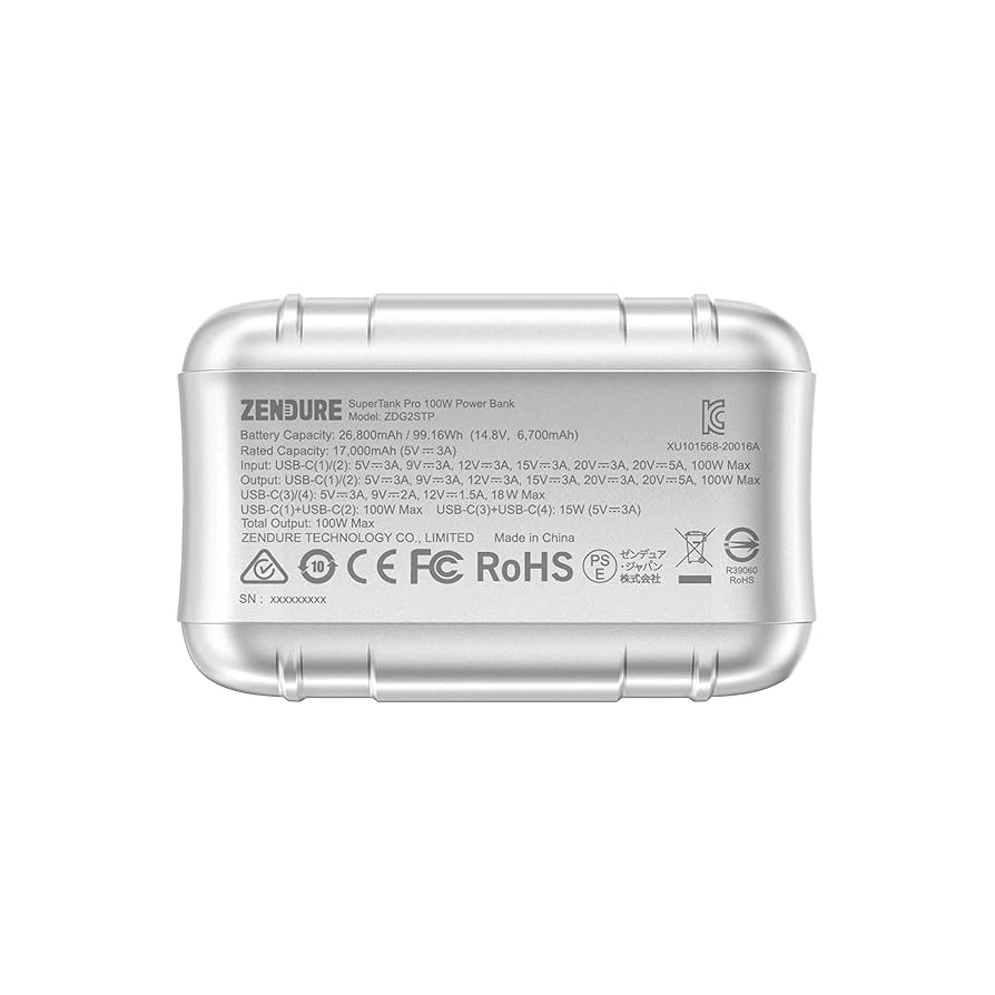 Amazon.com: Zendure SuperTank Pro 26,800mAh 行動電源,附4 個