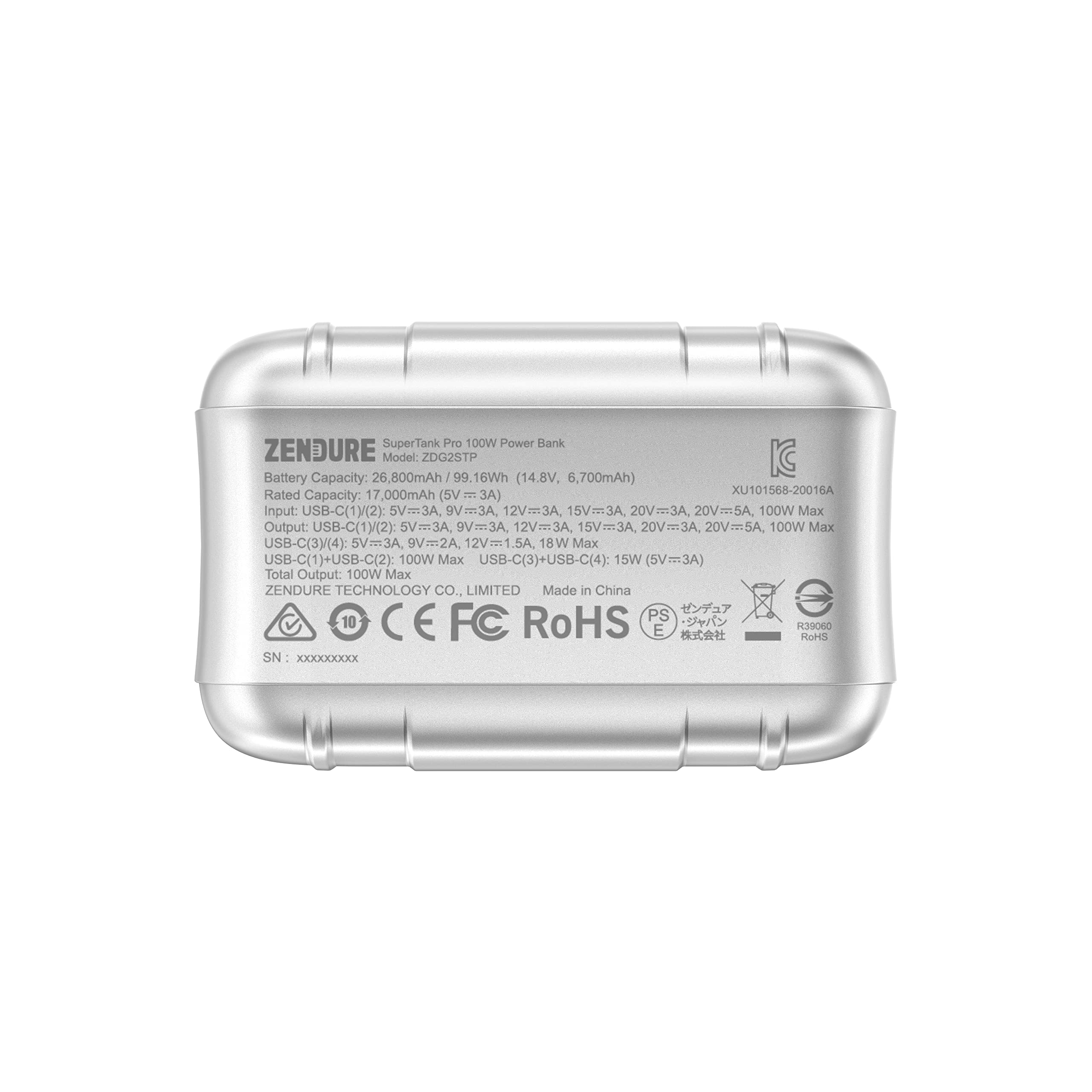 Amazon.com: Zendure SuperTank Pro 26,800mAh 行動電源,附4 個