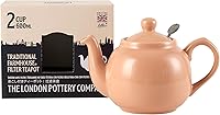 Vista 2 de London Pottery Tetera Farmhouse con infusor, cerámica, albaricoque, 2 tazas (20.3 fl oz)