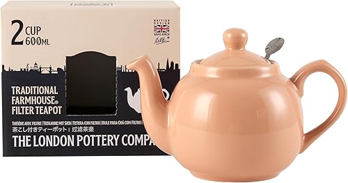 Miniatura 2 de London Pottery Tetera Farmhouse con infusor, cerámica, albaricoque, 2 tazas (20.3 fl oz)