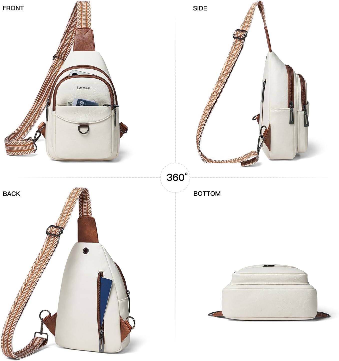 7L Sling Bag for Women Men Crossbody Belt Bag Small Travel Sling Backpack Anti Theft Chest Daypack Purse Faux Leather - Image 7