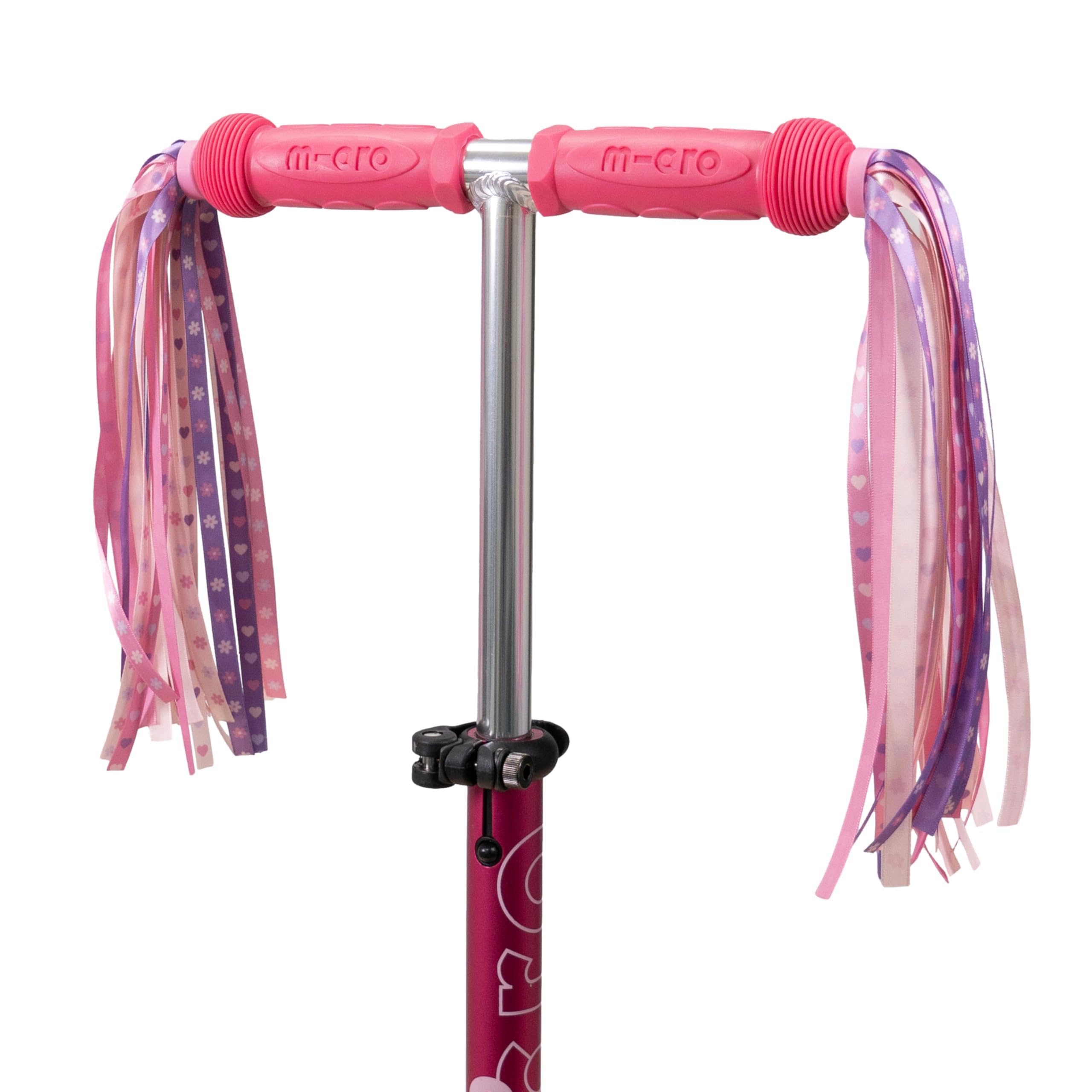 Micro Scooter | Bike/Scooter Eco Handlebar Ribbons | Bike Accessories | Streamer Tassels | Durable | Easy To Attach | Waterproof | One Size | Pink Flower