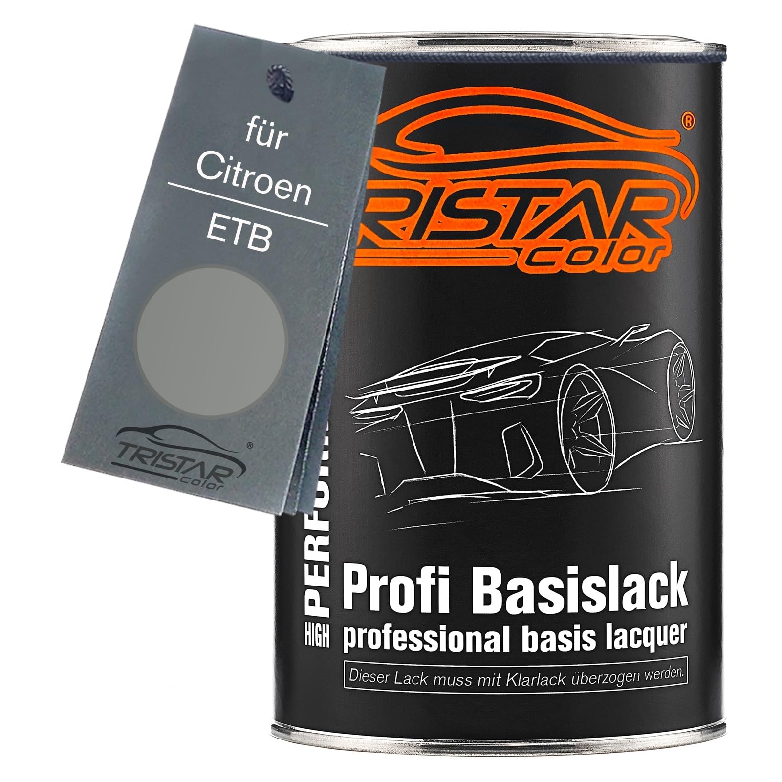 TRISTARcolor Peinture voiture Pot prêt à la pulvérisation pour Citroen ETB Gris Dolmen Metallic peinture de base 1 litre 1000 ml