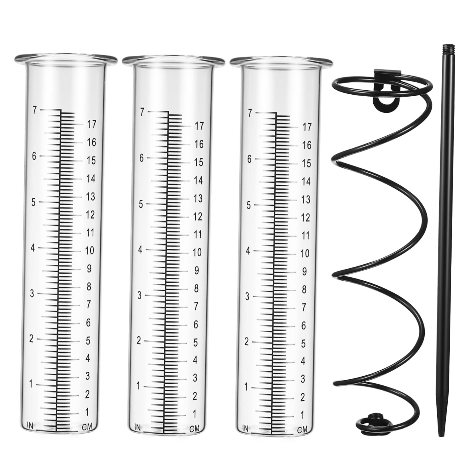 Milisten Regenmesser Für Draußen Aus Glas Mit Spiralpfahl Aus Eisen Einfach Zu Montieren Inklusive Ersatz-messzylindern Für Garten