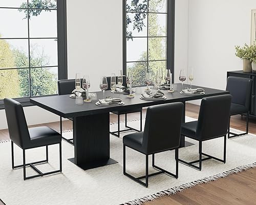 Miniatura 19 de HNY Juego de 2 sillas de cocina cómodas y modernas, de piel sintética, para cocina y comedor, silla auxiliar tapizada con marco de metal con acabado