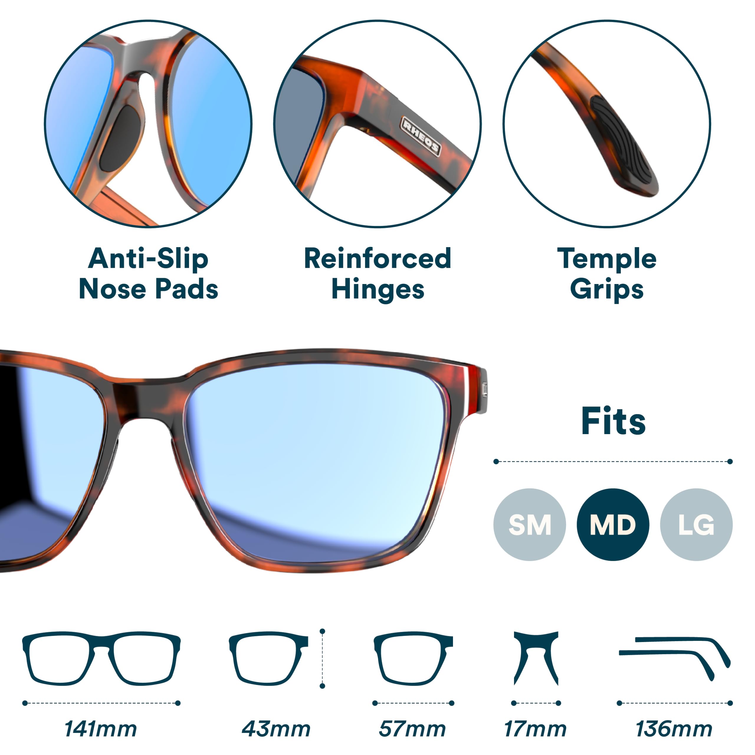Rheos Mutiny - Lentes de sol polarizados flotantes | 100% protección UV | Navegación y pesca | Deportes acuáticos | Antideslumbrante