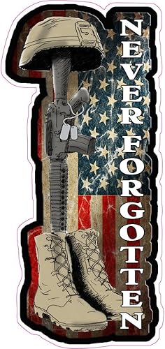 Calcomanía de Battlefield Cross Never Forgotten de 6 x 2.5 pulgadas