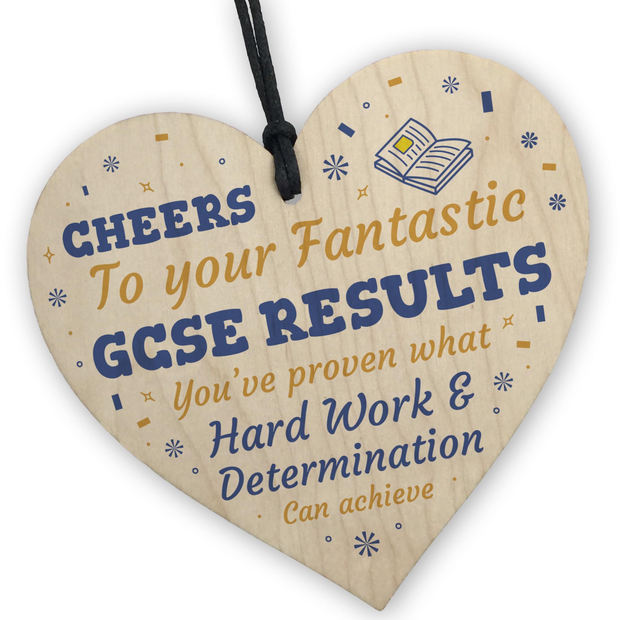Red Ocean Cheers To Your Fantastic GCSE Results Gift For Daughter Son Granddaughter Grandson Congratulations Gift For GCSE Results Day Wooden Heart Gift From Mum Dad Nan