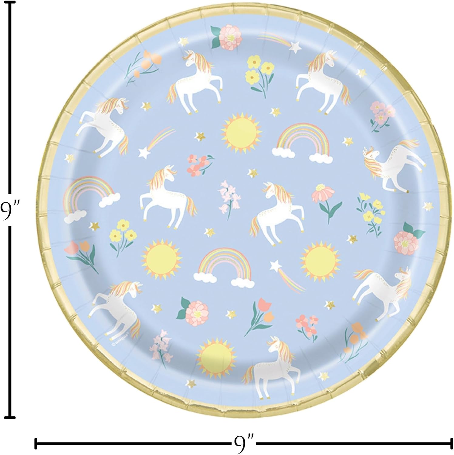Dainty Unicorn Birthday Party Supplies – 8 Unicorn Shaped Plates, 8 Round Dinner Plates & 16 Napkins (Serves 16) – Whimsical Pastel Tableware Variety Pack for Girls