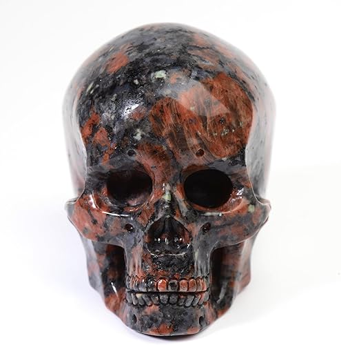 Miniatura 10 de Cráneo de cristal de 4.0 pulgadas, cráneo de cuarzo de cristal de labradorita natural, escultura de arte fino tallada a mano, estatua de piedra