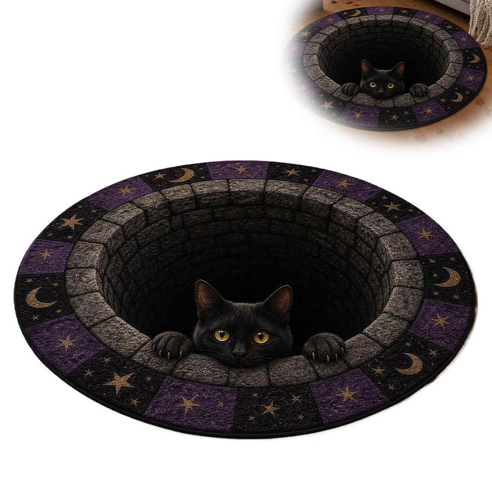 Halloween 3D Rug, Funny Ghost Skeleton 3D Optical Illusion Rugs, Novelty Halloween Non-Slip Floor Mat with Depth Pattern Theme for Home Parties Office Entryway Decor (Style4 60×60CM)