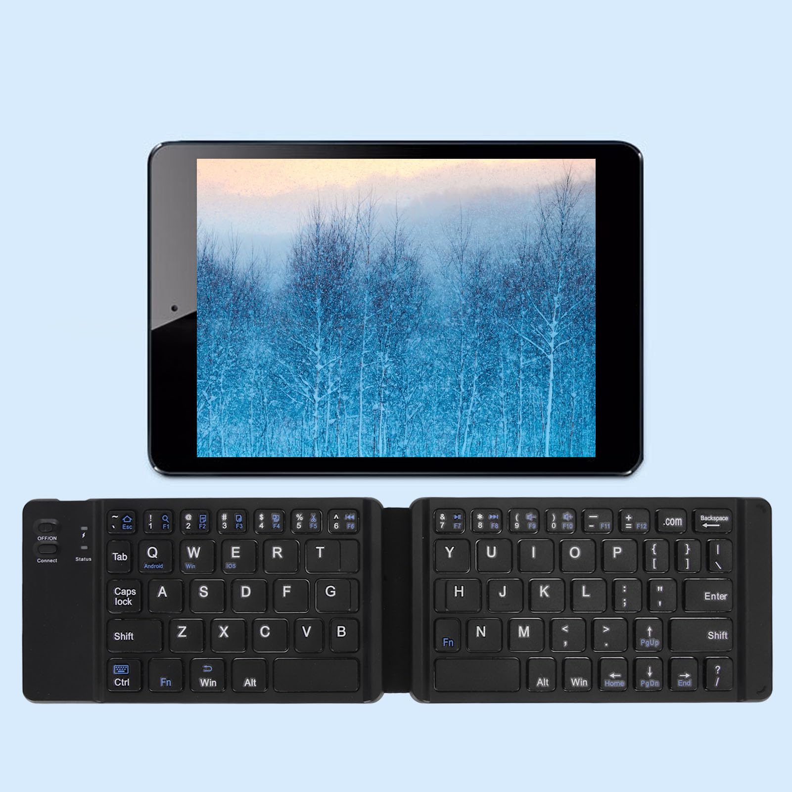 Jectse Tastiera Bluetooth pieghevole – Tastiera pieghevole ultra sottile con cavo USB, portatile wireless per laptop, tablet, smartphone (Hoary)