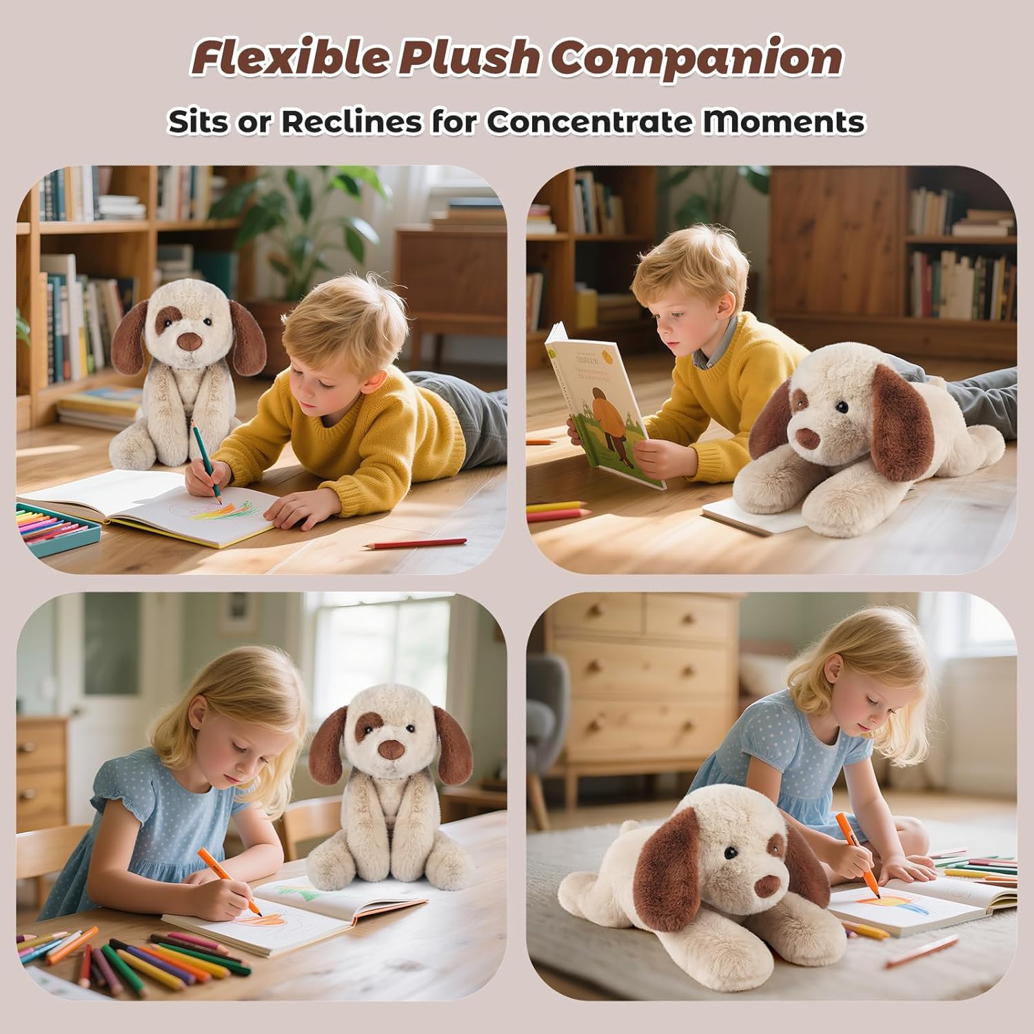 Bobbie & Laxi 24" & 4.5lbs Dog Stuffed Animal, Sitting & Laying Weighted Stuffed Animals, Cuddly & Soft Weighted Dog Plush for Adults & Kids, Dog Gifts for Christmas & Valentine’s Day