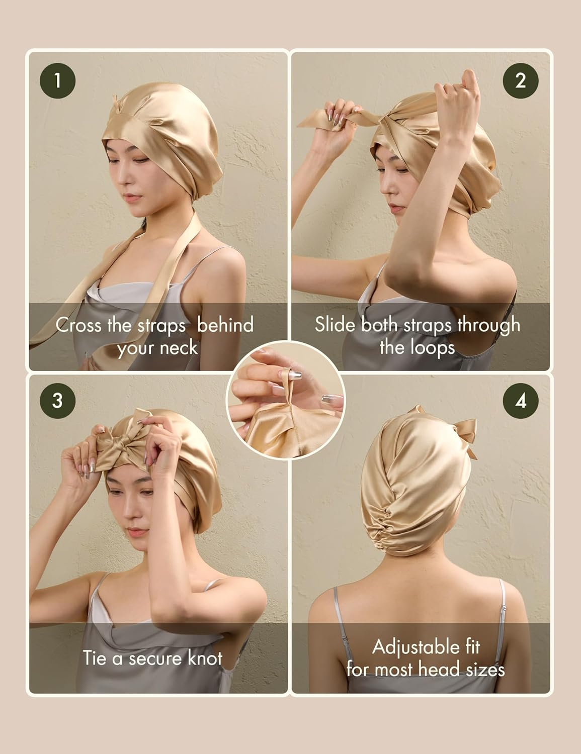 LilySilk 100% Pure Mulberry Silk Sleep Cap Womens Bonnet for Sleeping & Hair Care Night Band Head - Image 7