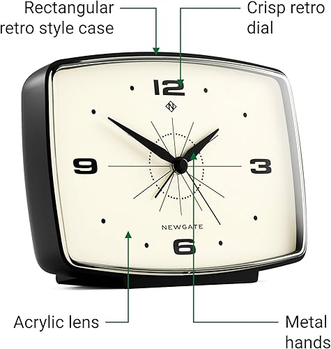 Miniatura 6 de NEWGATE Brooklyn Retro - Reloj despertador rectangular - Accesorios de dormitorio - Accesorios de escritorio - Reloj despertador de noche - Reloj