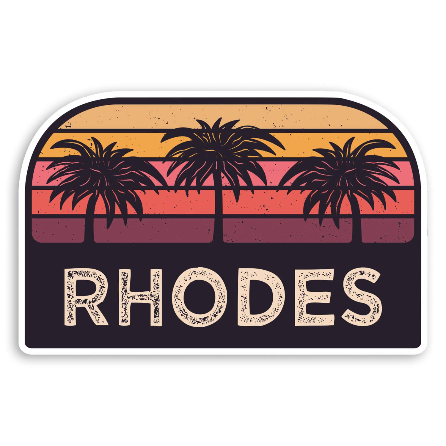 Destination Vinyl Ltd Multi 2 X 10Cm Rustic Rhodes Vinyl Stickers - Greece Travel Luggage Sticker #31535 (10Cm Wide)
