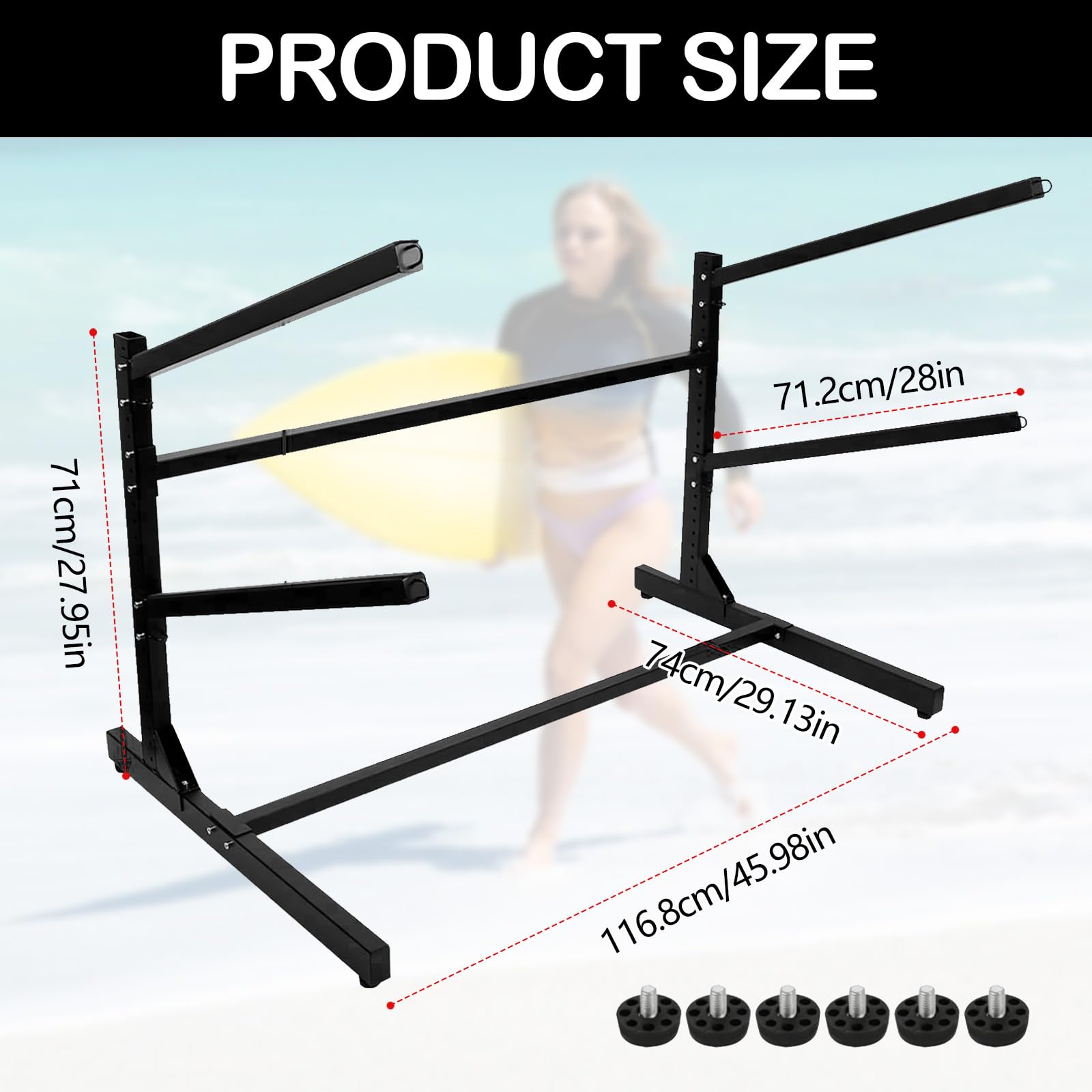 Soporte para Kayak Independiente, Soporte para 2 Kayaks Estante de Almacenamiento Soporte para Kayak Independiente Accesorios para Kayak Estante para Canoas a Prueba de lluvia y a Prueba de Viento